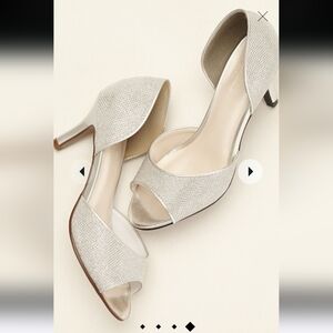 David's bridal peep toe mesh d'orsay glitter sparkle heel - Size 7.5 Prom Formal